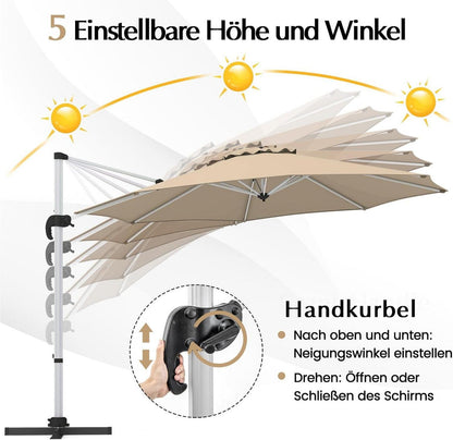 Sonnenschirm Ø325cm Ampelschirm mit verstellbarem Winkel und
