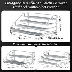 4 Etagen Gewürzregal stehend ohne Bohren silber grau Metall