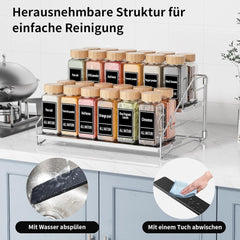 MAYZOLOP 4 Etagen Gewürzregal Einstellbar Silber Grau für Küche 34cm