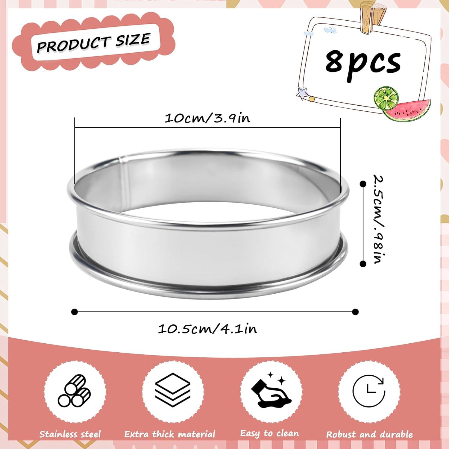 QGGTQG Crumpet Ringe Backringe 10cm 8 Stück Edelstahl