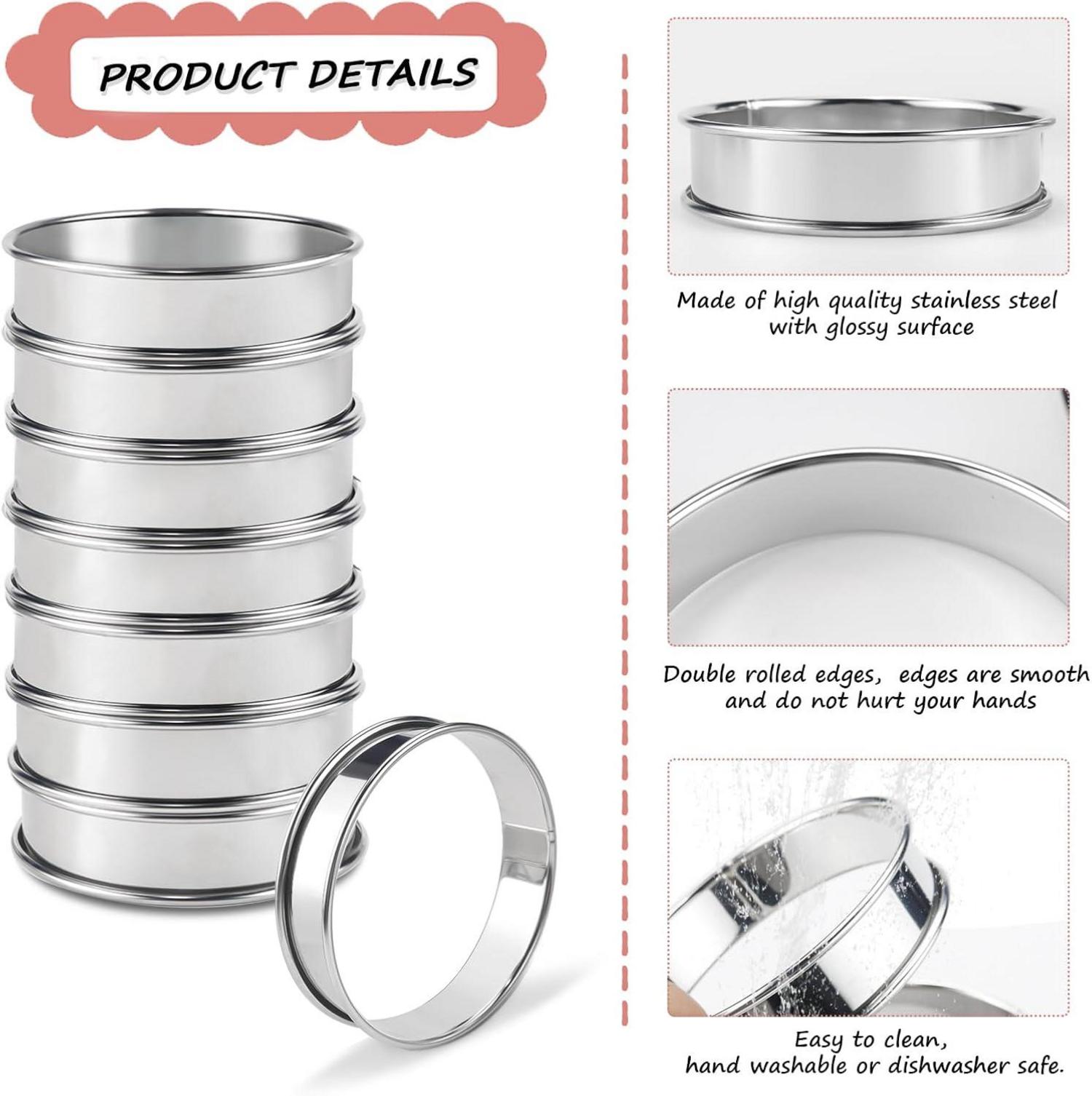 Crumpet Ringe 10cm 8 Stück Muffin Backringe Edelstahl 304