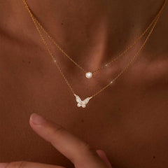 Layering Halskette 14K Vergoldet Silberkette mit Anhänger