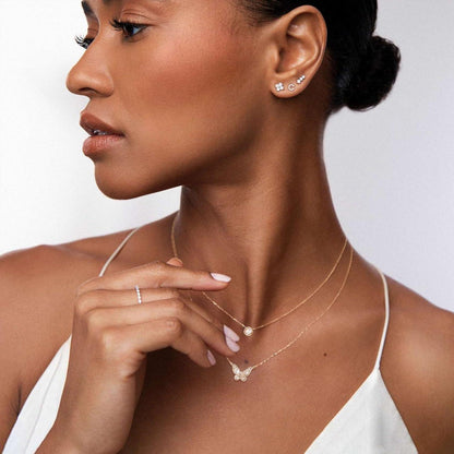 Layering Halskette Damen 14K Vergoldet Silberkette mit Anhänger Glücksbringer
