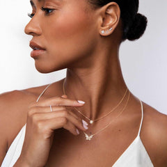 Layering Halskette Damen 14K Vergoldet Silberkette mit Anhänger Glücksbringer