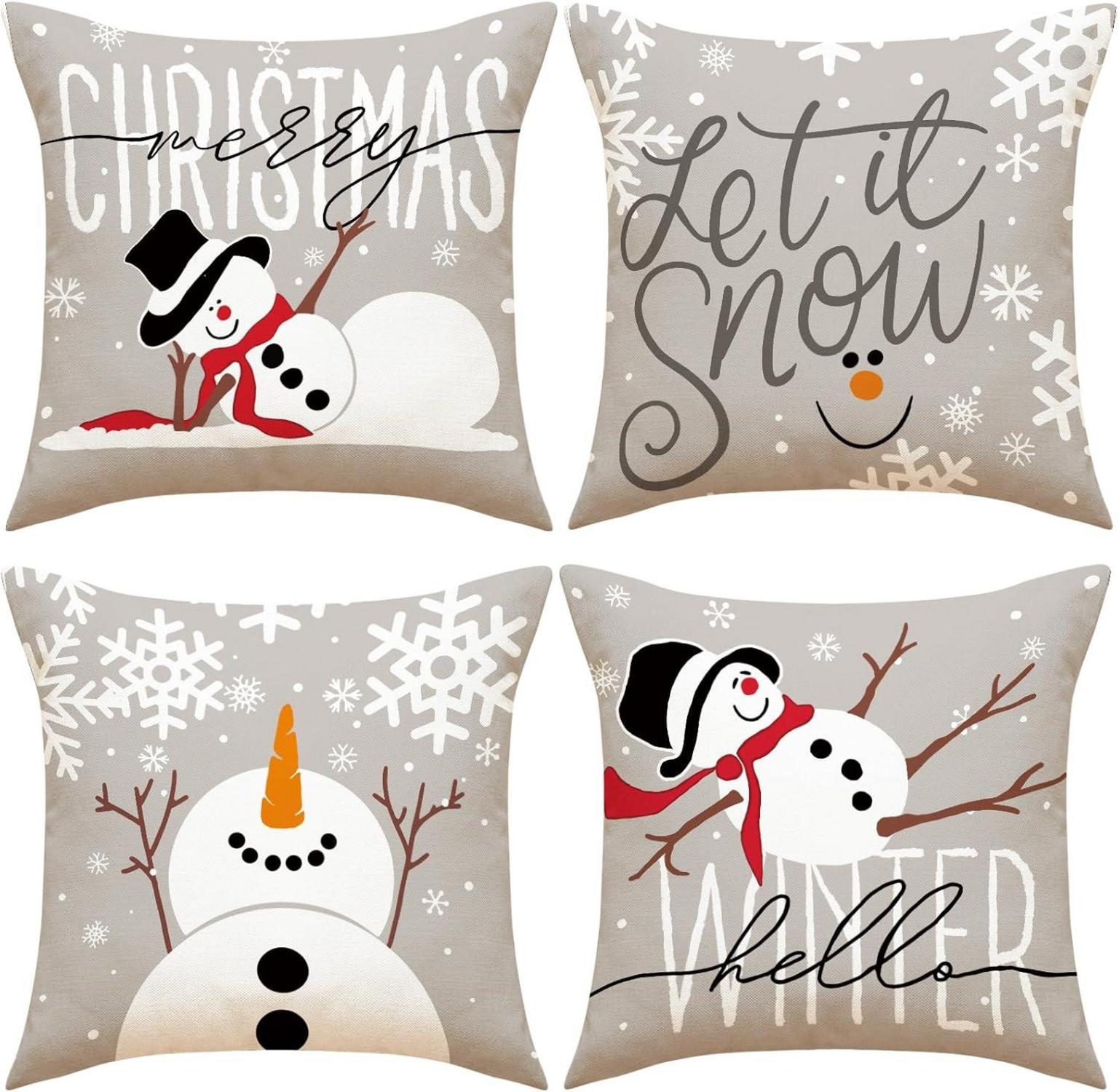 Weihnachtskissenbezug Set Christmas Deko 45x45cm Grau 4er