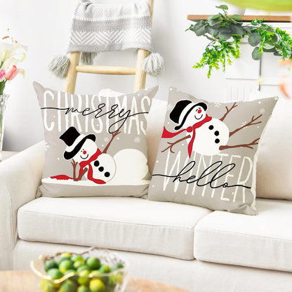 Weihnachtskissenbezug Set Christmas Deko 45x45cm Grau 4er