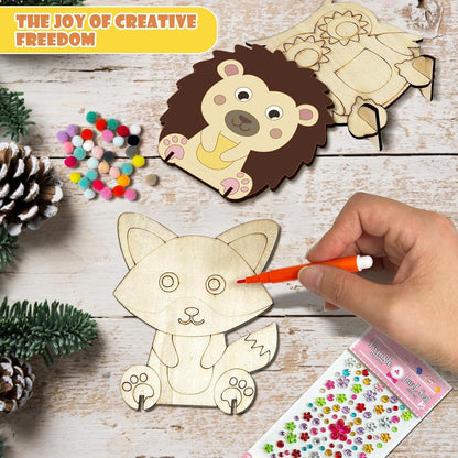 Herbst Holz Dekoration Bastelset 12 Stück 3D Herbsttiere Kinder DIY