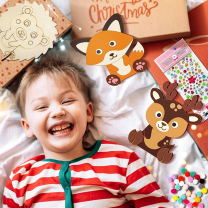 Herbst Dekoration Holz 3D Bastelset Kinder 12 Stück DIY Herbsttiere