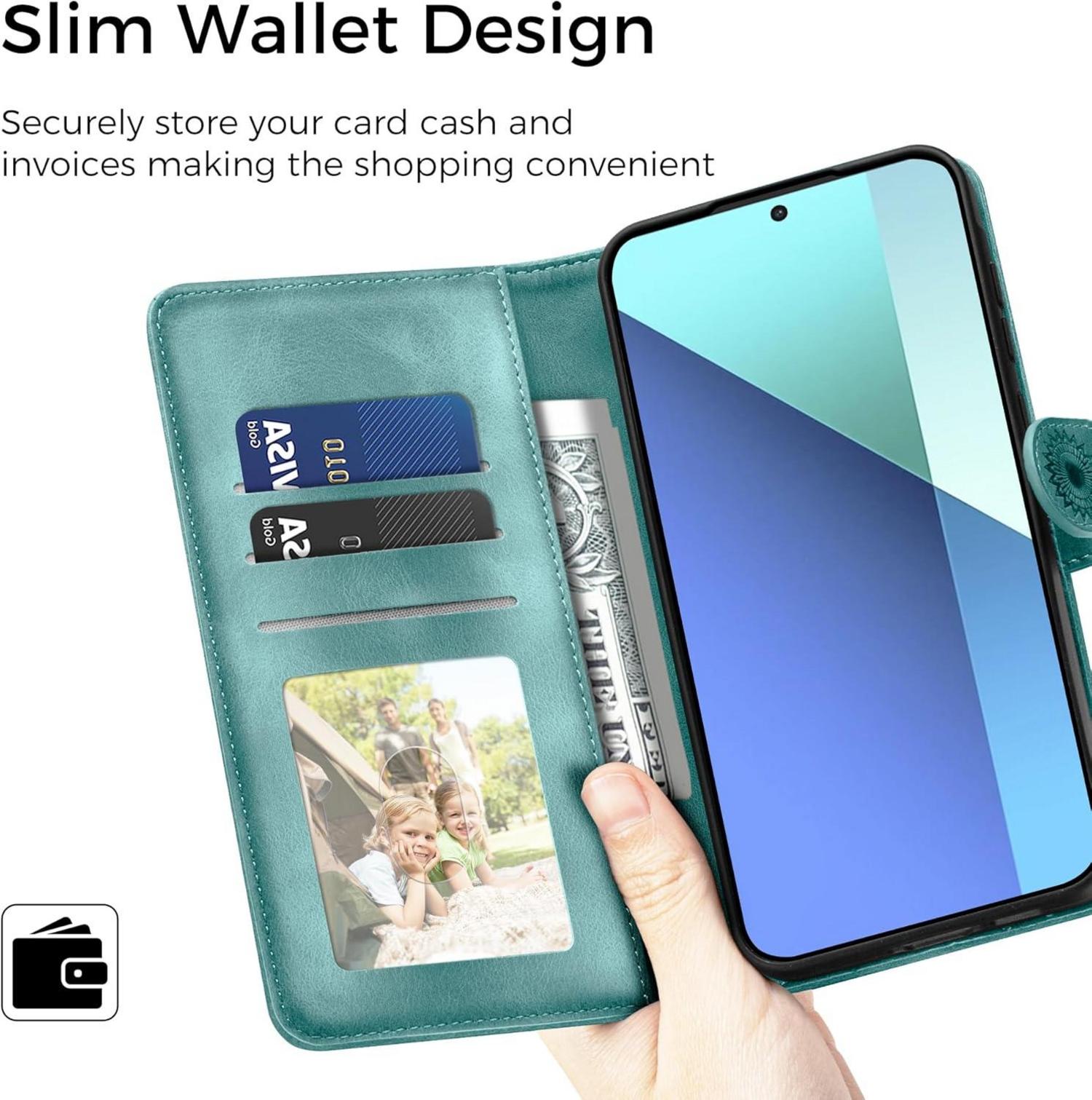 Xiaomi Redmi Note 13 4G Handyhülle Wallet Stand PU Leder
