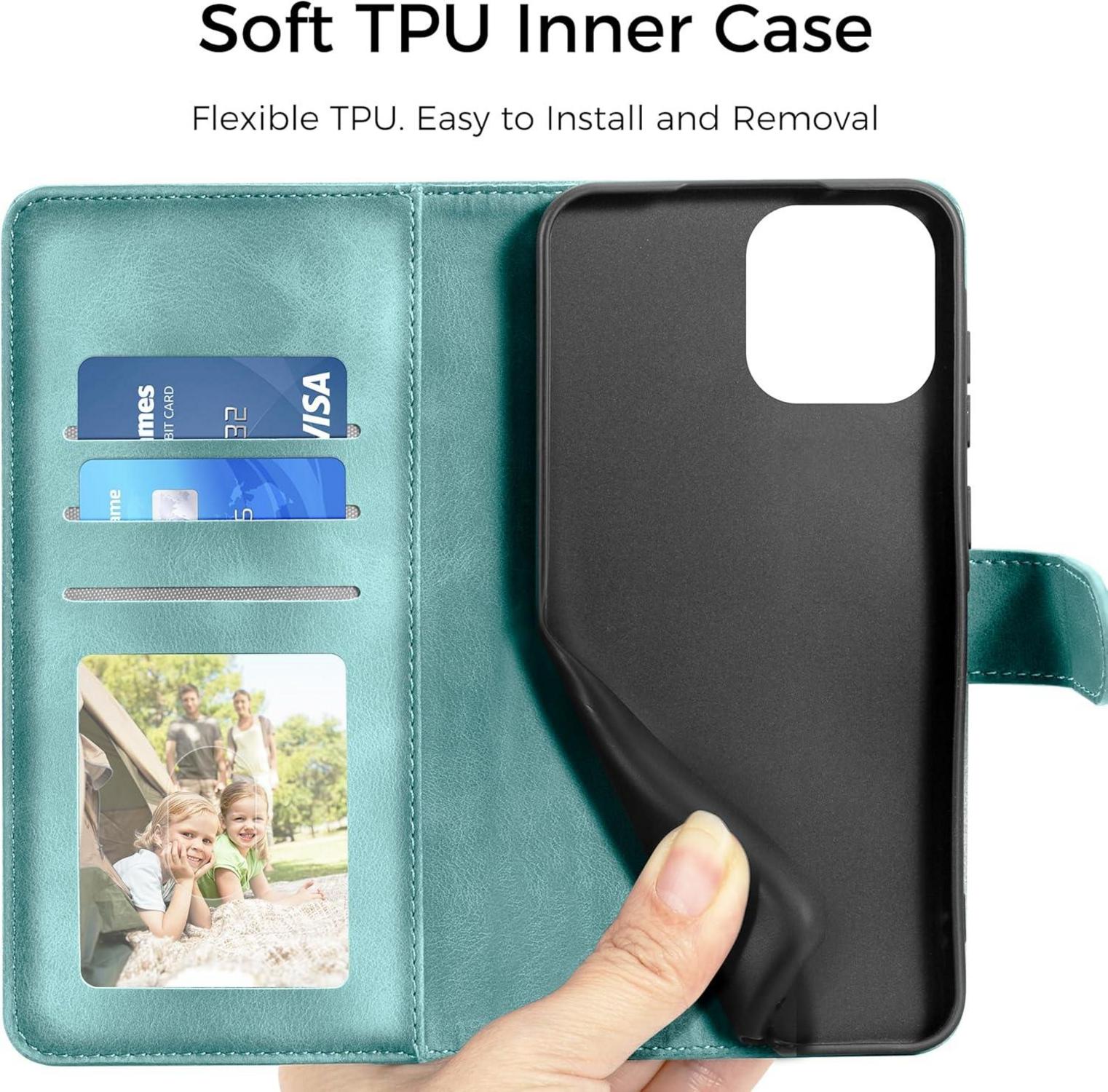 Handyhülle Xiaomi Redmi Note 13 4G Wallet Case PU Leder Grün