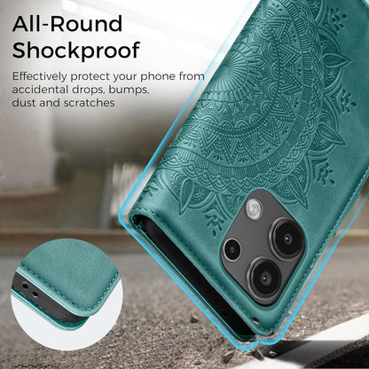 Handyhülle Xiaomi Redmi Note 13 4G Wallet PU Leder Tasche Grün