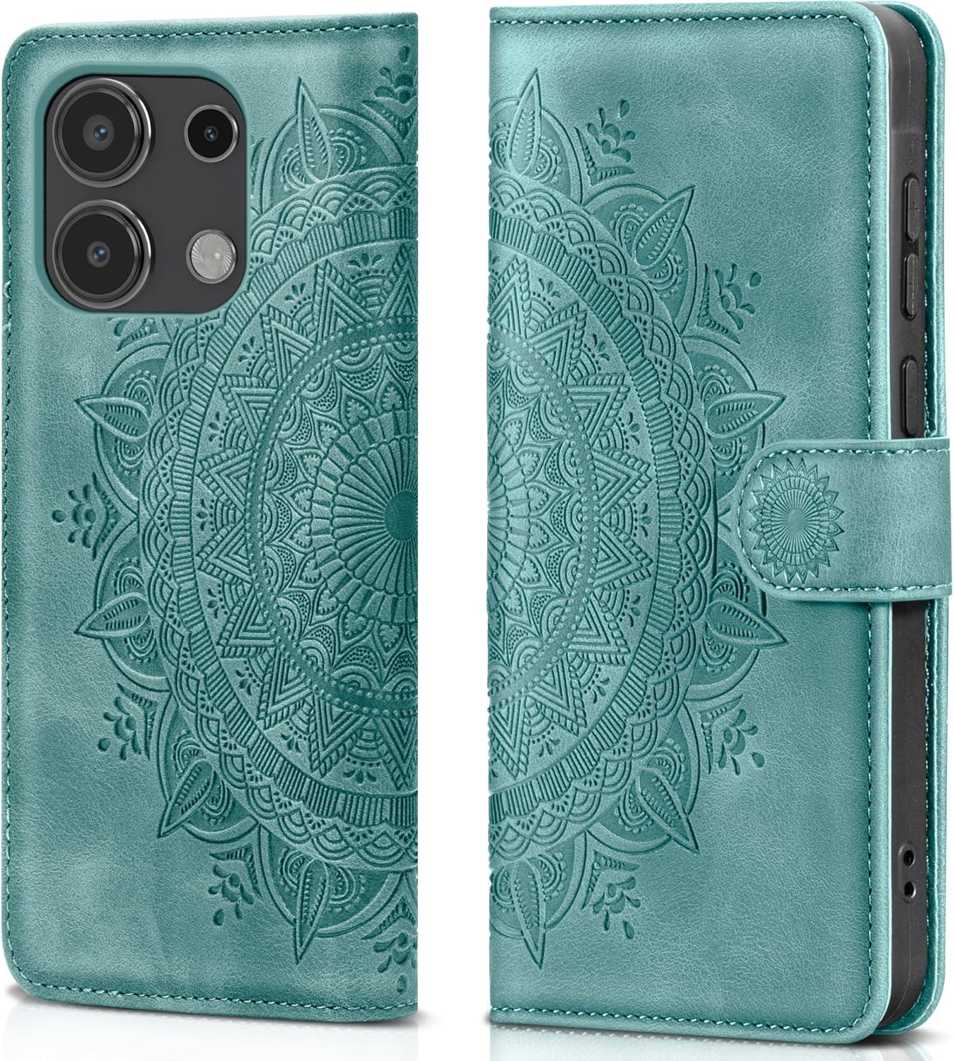 Handyhülle Xiaomi Redmi Note 13 4G Wallet PU Leder Tasche Grün