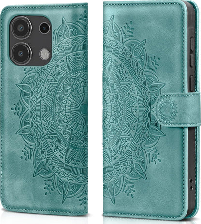 Handyhülle Xiaomi Redmi Note 13 4G Wallet PU Leder Tasche Grün