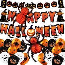 Halloween Deko Set Luftballons Girlande Banner Spinnen Party Kinder