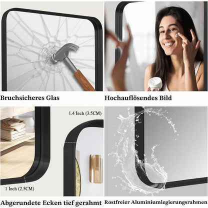 Wandspiegel Schwarz 60x90 cm - Moderner Badezimmer Spiegel