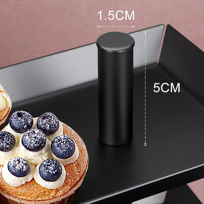 Schwarze 3-stufige Etagere für Desserts und Dekoration, 360° drehbar, 25*16*26cm