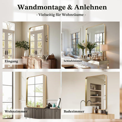 Goldener Wandspiegel 60x90 cm – Moderner Badezimmer Spiegel