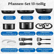 13-tlg Pfannenset abnehmbare Griffe Keramikbeschichtung