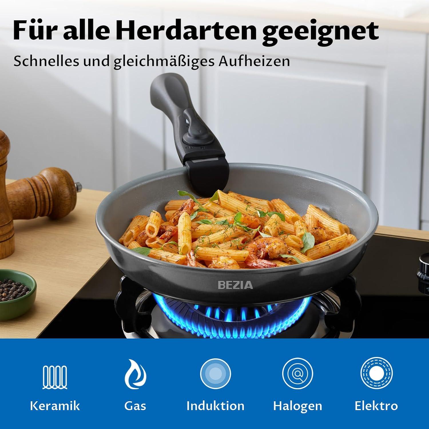 Pfannenset abnehmbaren Griffen Keramikbeschichtung 13-tlg Induktion