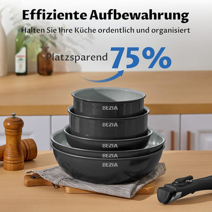 Pfannenset abnehmbaren Griffen Keramikbeschichtung 13-tlg Induktion
