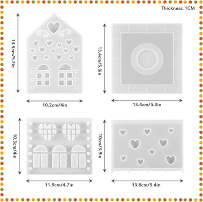 Silikonformen Gießformen Häuser 3D Silikonform Kerzenhalter