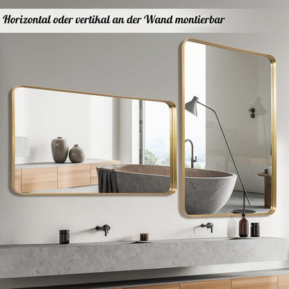 Goldener Wandspiegel 75x100 cm – Modernes Design für Wohn & Bad