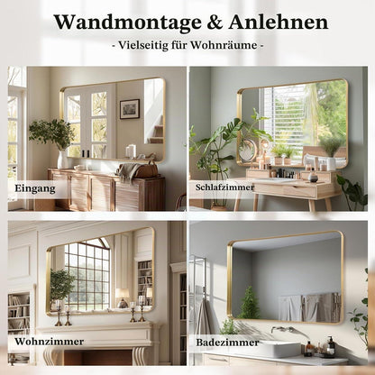 Goldener Wandspiegel 75x100 cm – Modernes Design für Wohn & Bad