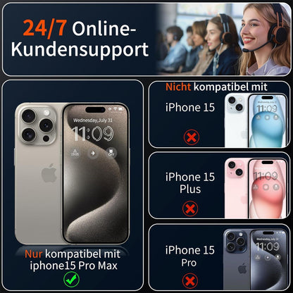 Panzerglas iPhone 15 Pro Max Schutzfolie 2 Stück 9H+ Härte