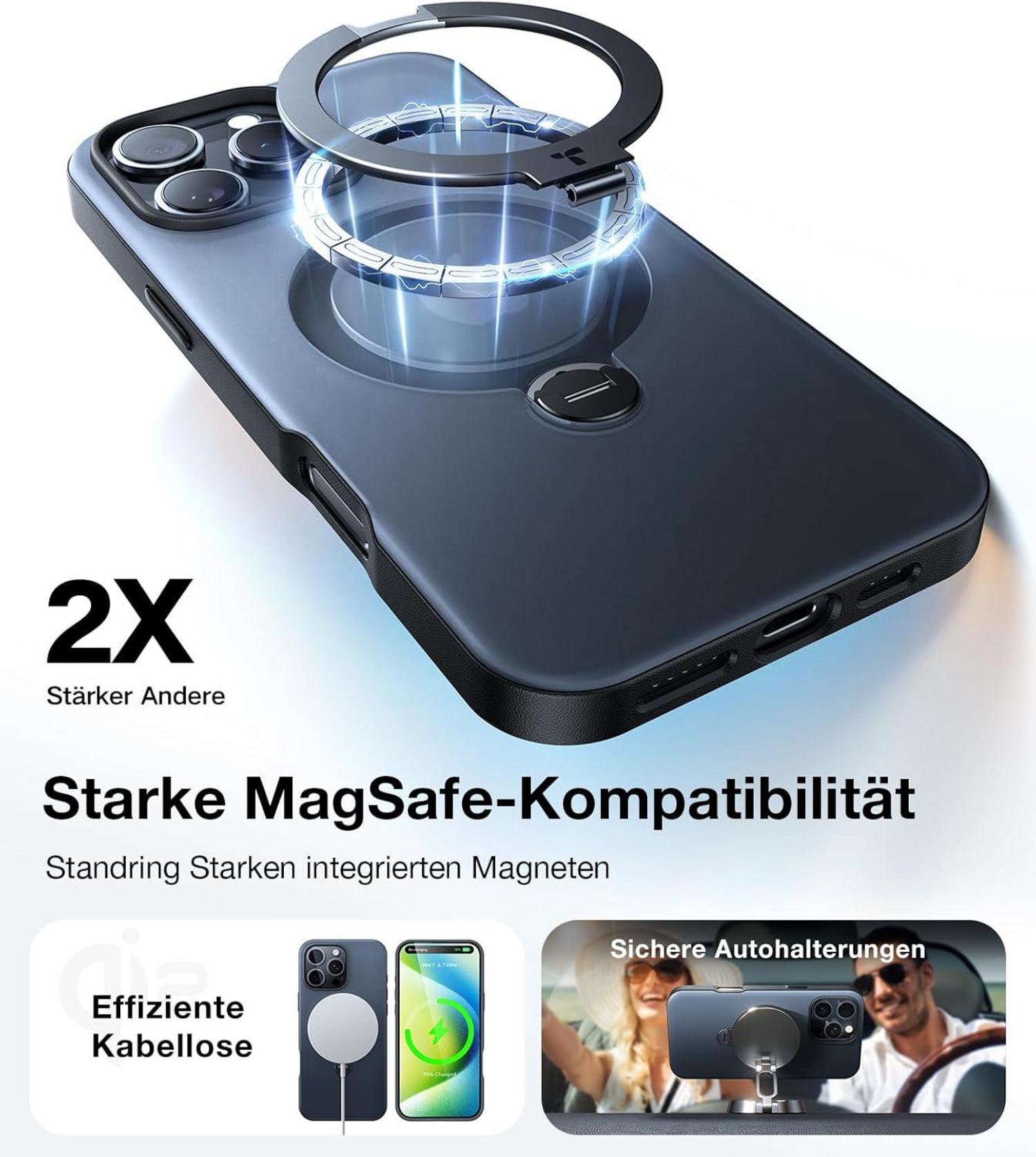 TORRAS 360° Ostand für iPhone 16 Pro Max Hülle Magsafe Militärschutz Schwarz