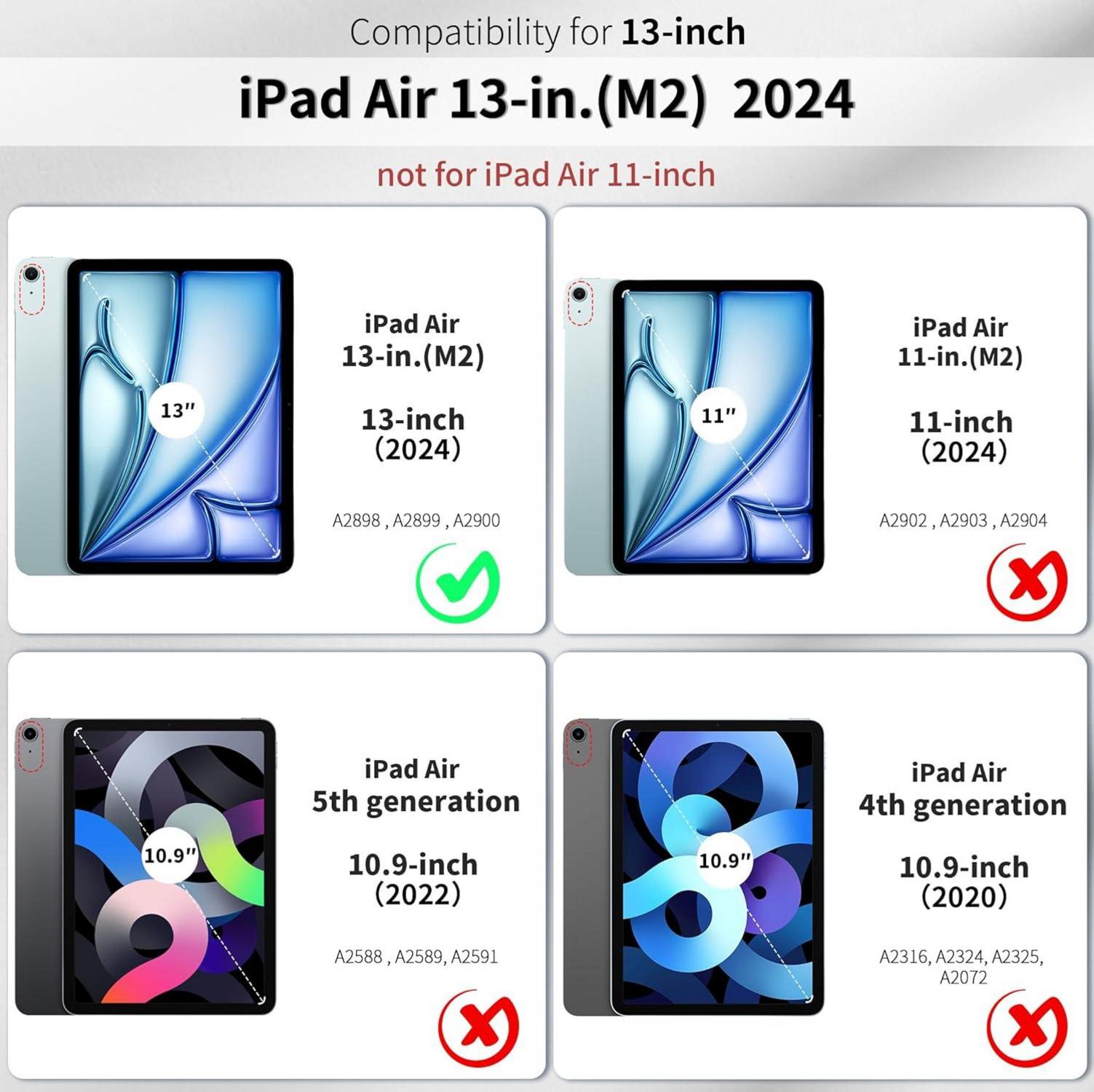 Hülle iPad Air 13 Zoll M2 2024 PU Leder Rück - Meerblau