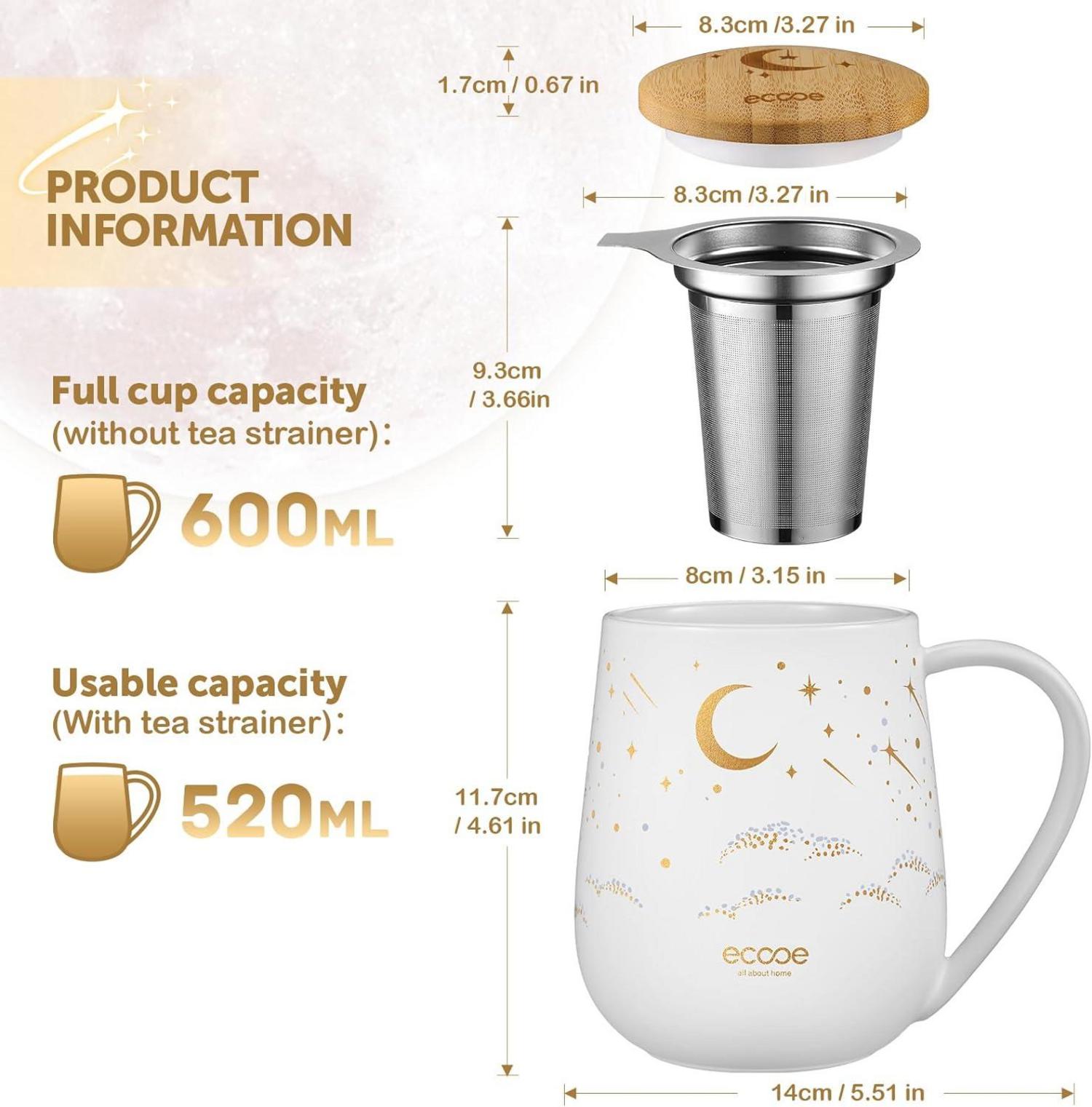 Teetasse mit Sieb und Deckel 600ml Keramik