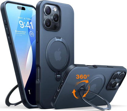 iPhone 16 Pro Hülle Magsafe Robust Standring Militärschutz Schwarz