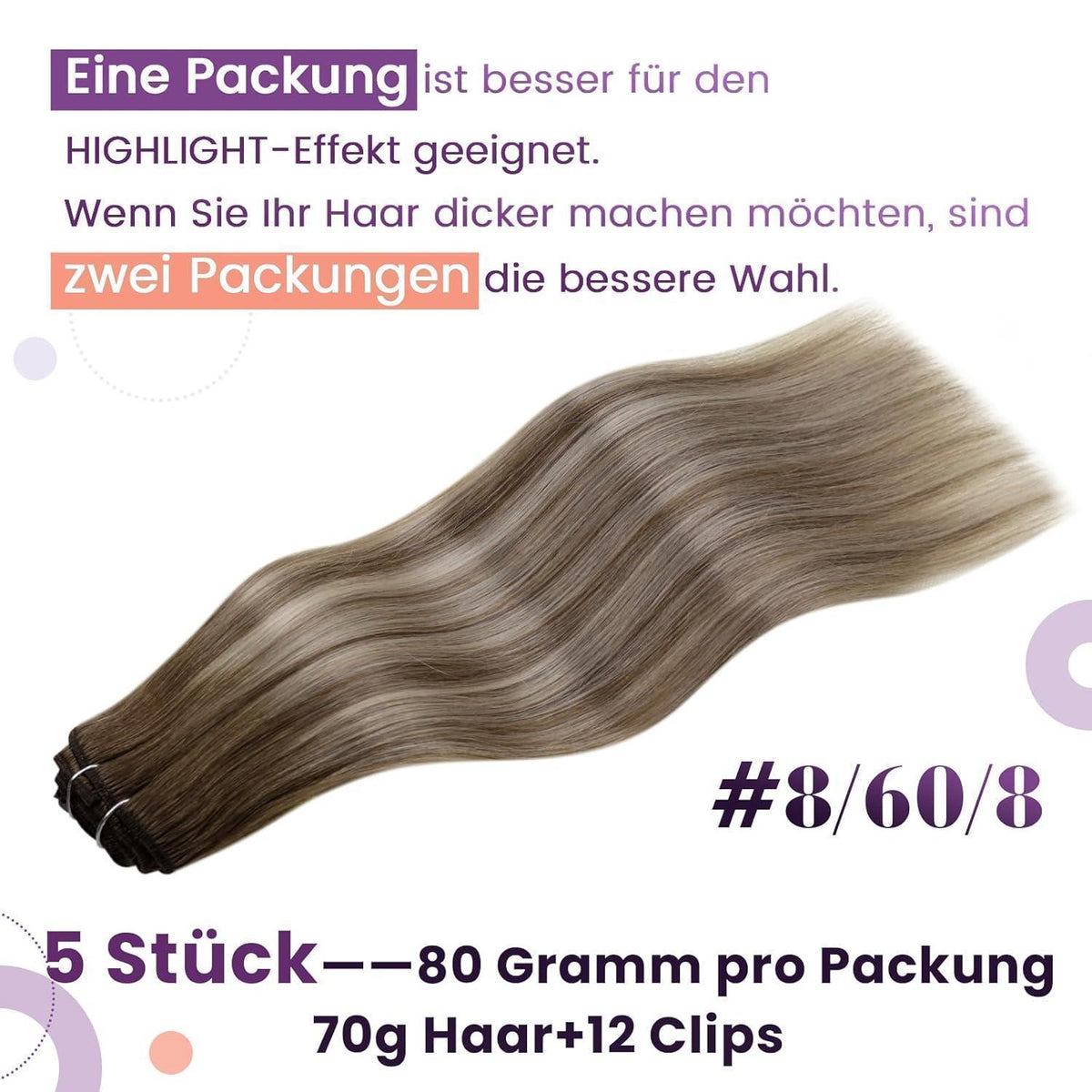 Echthaar Clip-in Extensions Balayage Blond Ombre