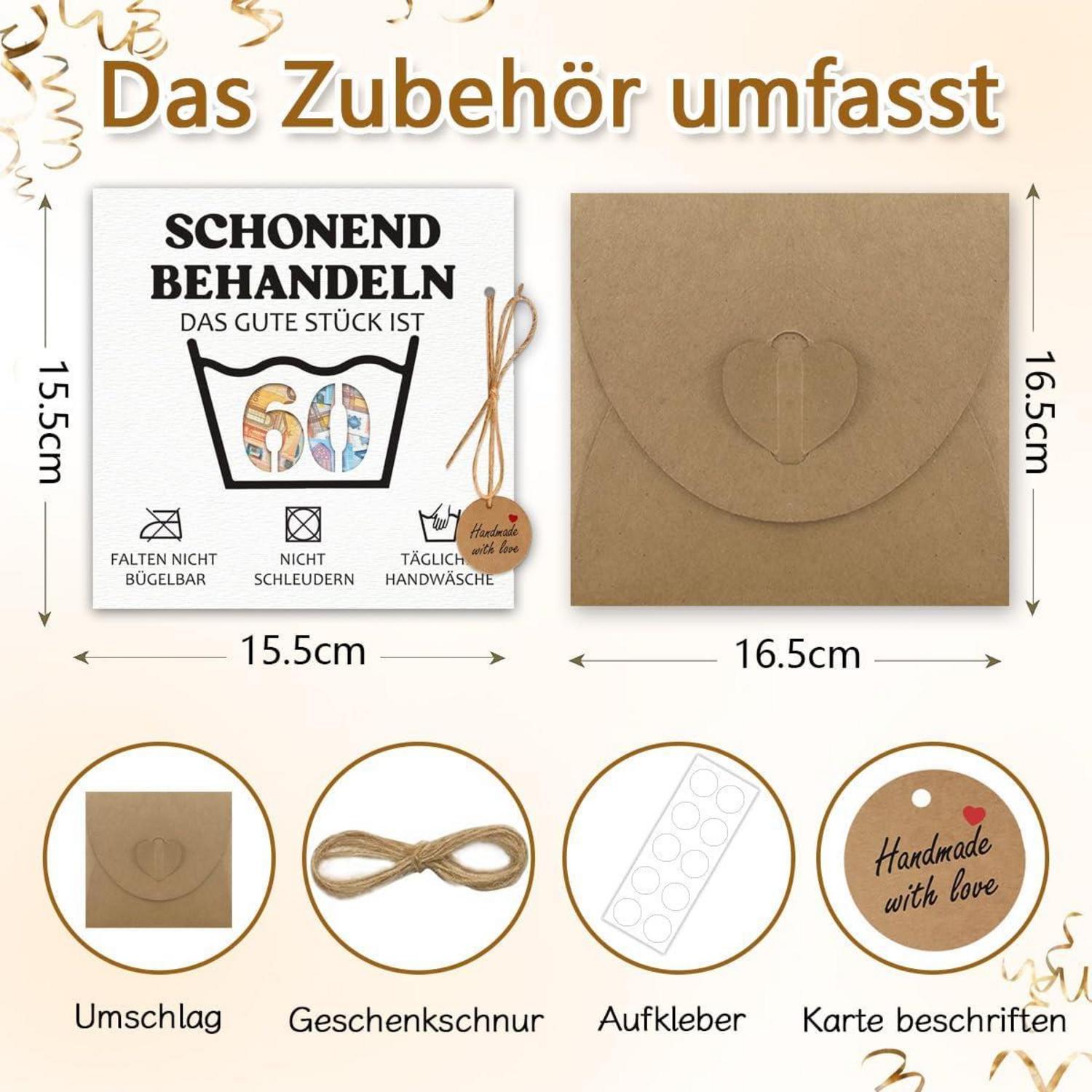 Geldgeschenke Geburtstag 60 Umschlägen Verpackung Grußkarte lustige