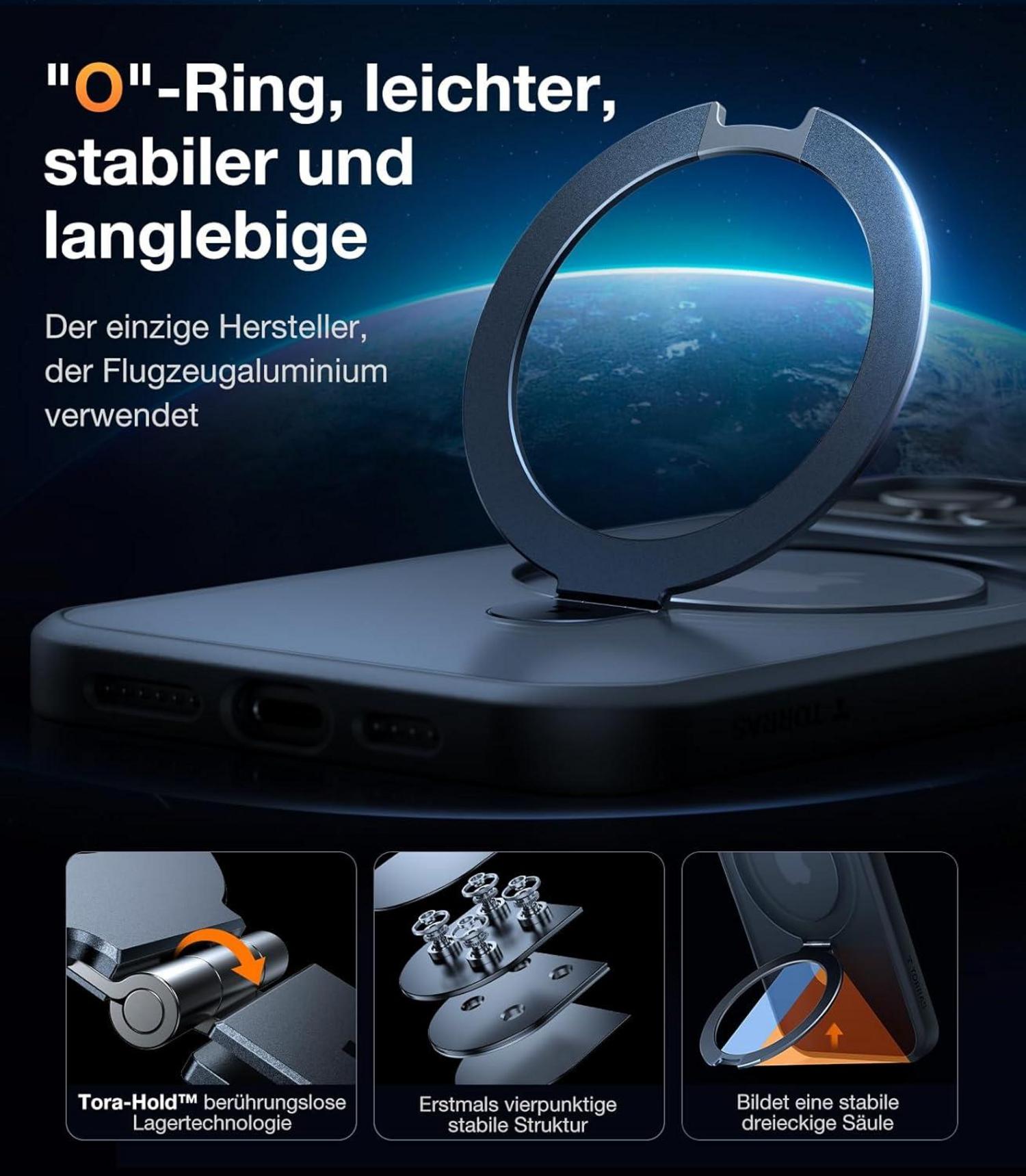 TORRAS Ostand iPhone 16 Hülle MagSafe Schwarz Militärischer Schutz