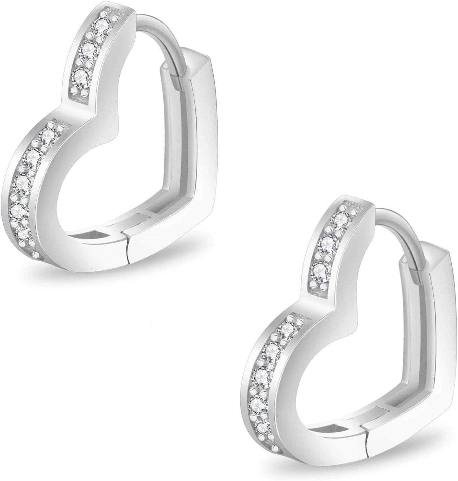 Creolen Herz Ohrringe Silber 925 Zirkonia Damen Iced Out