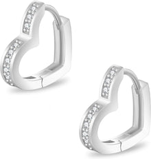 Creolen Herz Ohrringe Silber 925 Zirkonia Damen Iced Out