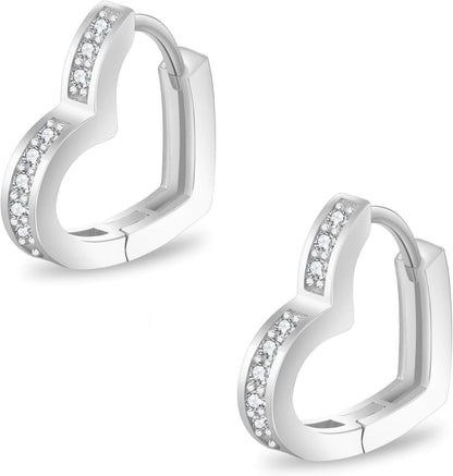 Creolen Herz Ohrringe Silber 925 Zirkonia Damen Iced Out