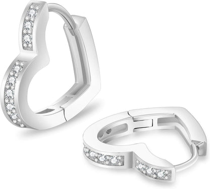 Silber Creolen Damen 925 Herz Moissanite Zirkonia