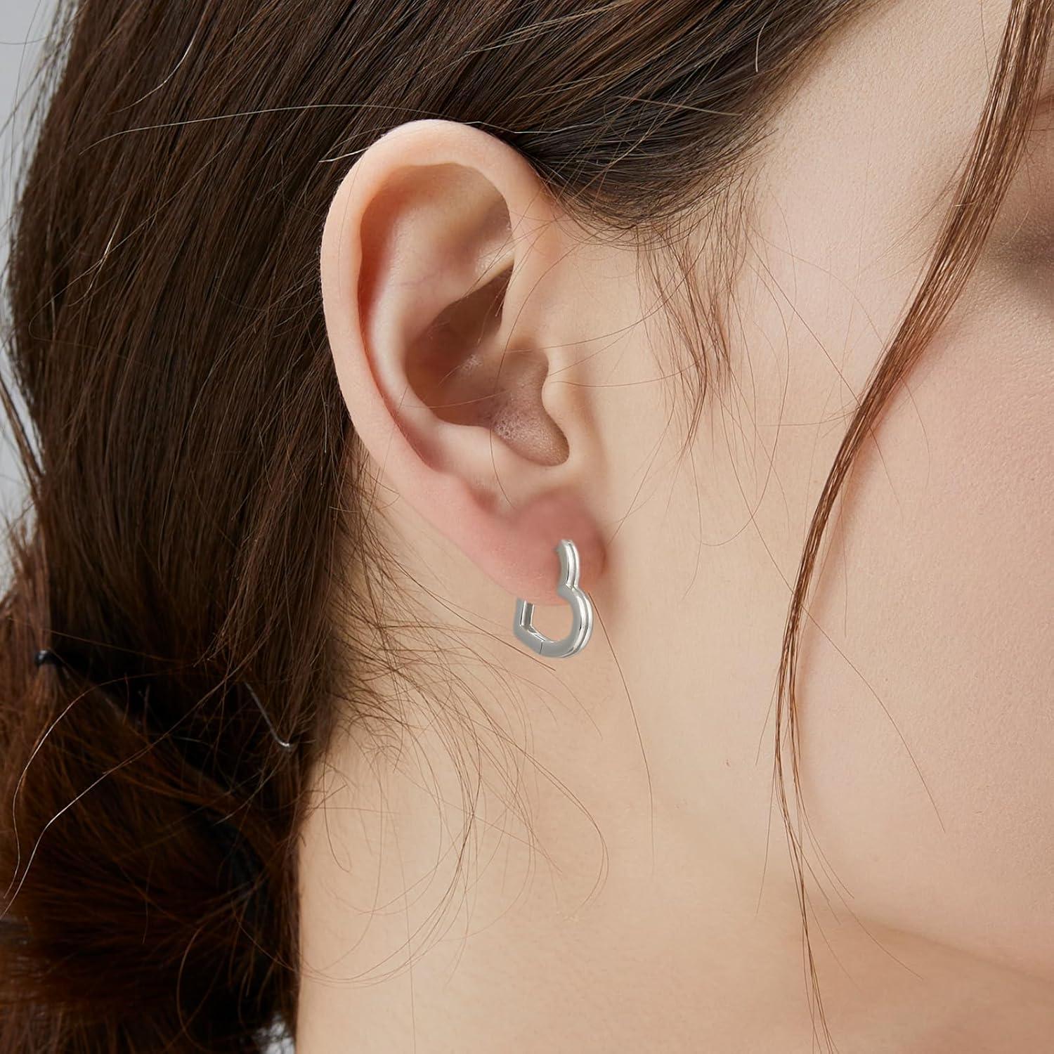 Herz Creolen Silber 925 Damen mit Stein Moissanite/Zirkonia 15mm