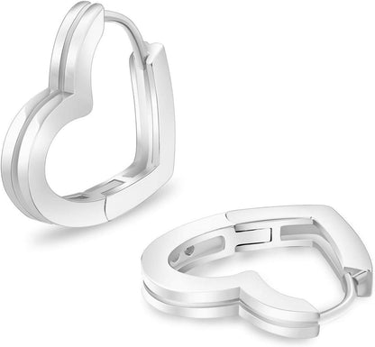 Creolen Ohrringe Silber 925 Damen Herz-Form Stein, Antiallergisch, Geschenke