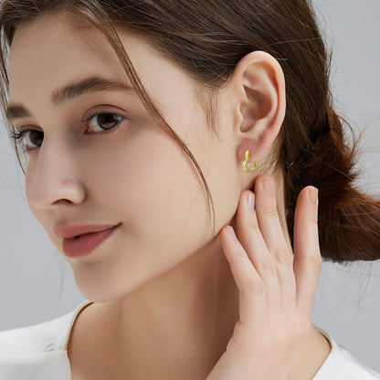 Creolen Silber 925 Damen mit Moissanite Zirkonia Herz Linie Gold
