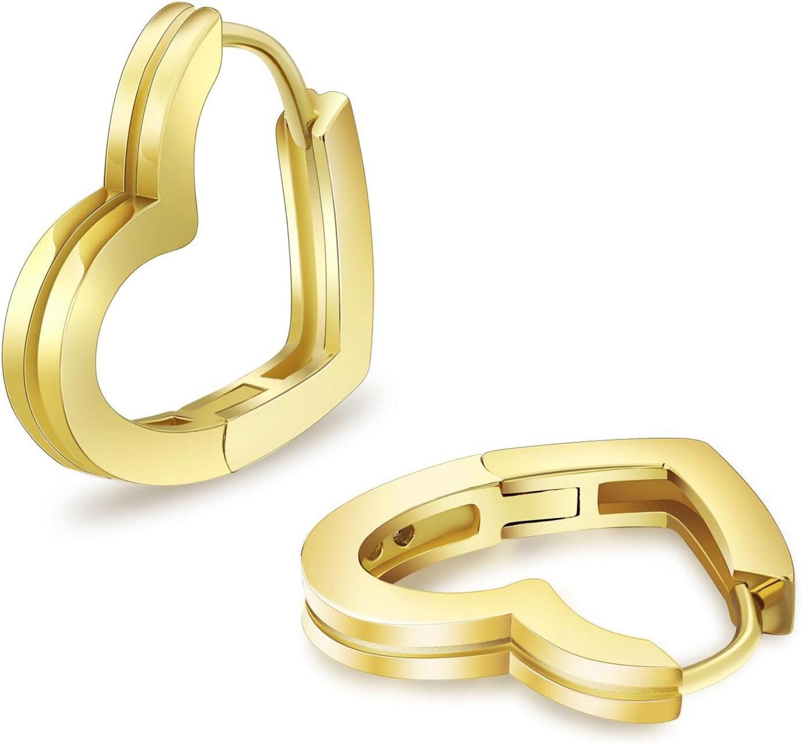 925 Silber Creolen Damen Herz-Form Moissanite Gold-Linie