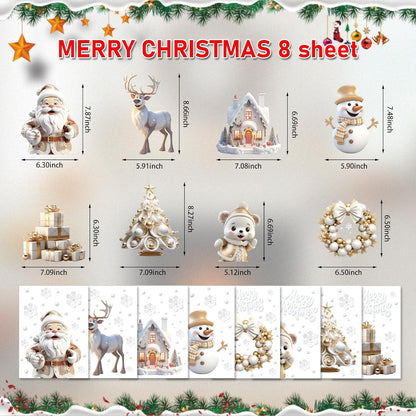 EDWINENE 6 Blatt Weihnachtsfenster Aufkleber Schneemann 3D