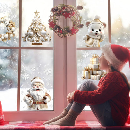 EDWINENE Weihnachtsfensterbilder 6 Blatt Selbstklebend Wiederverwendbar