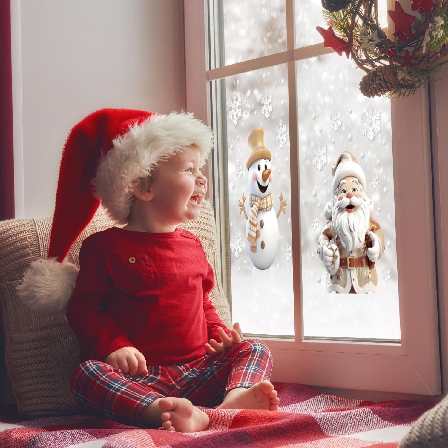 EDWINENE Weihnachtsfensterbilder 6 Blatt Selbstklebend Wiederverwendbar