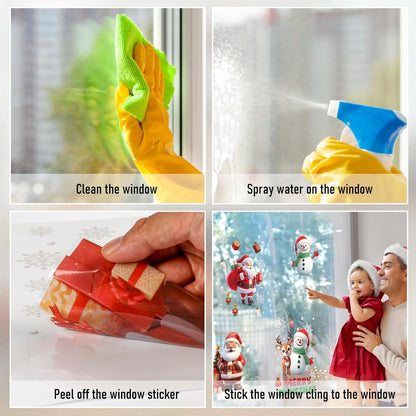 EDWINENE 6 Blatt Weihnachtsfensteraufkleber Selbstklebend Weiß 3D-Effekt