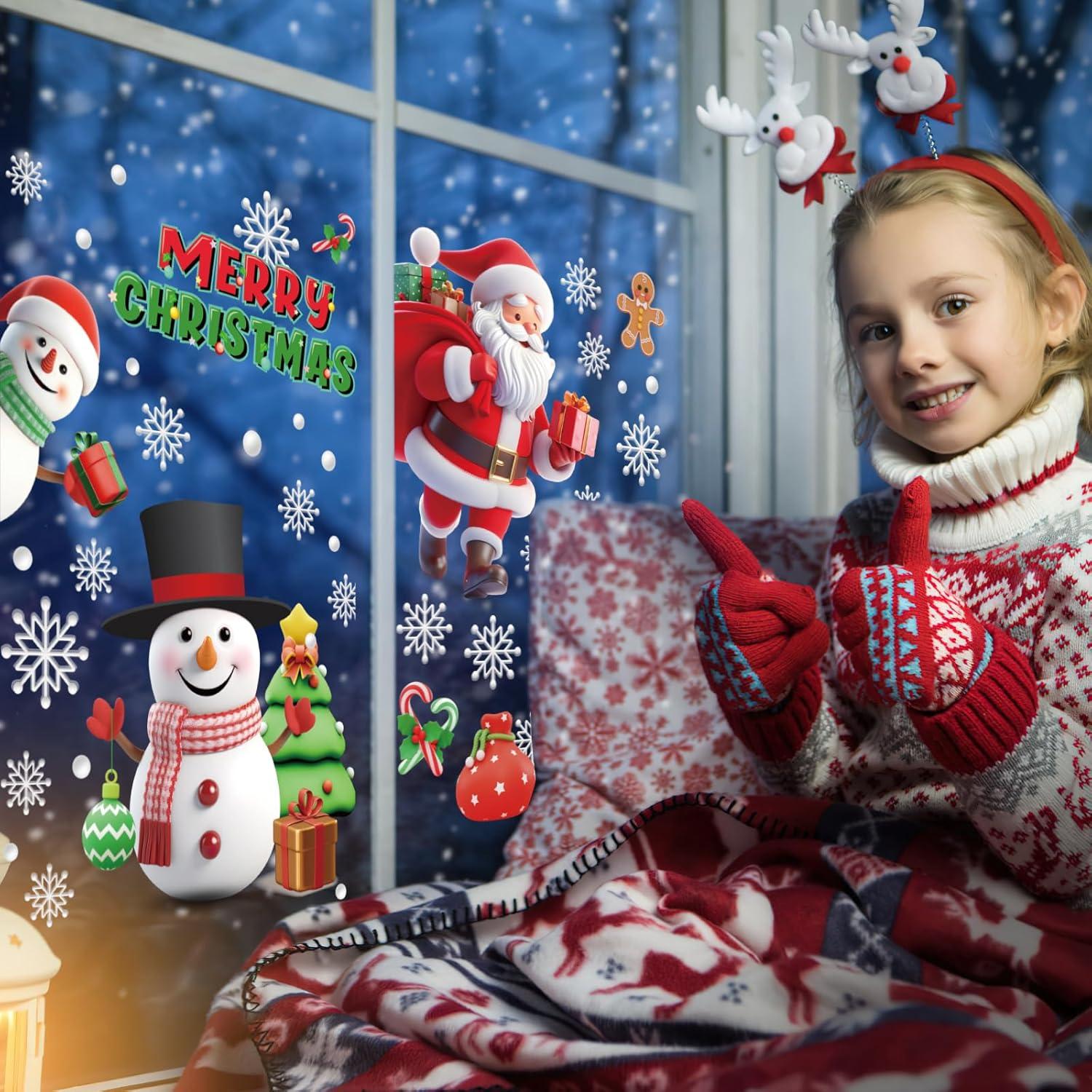 Weihnachtsfensterbilder Selbstklebend Weiß Wiederverwendbar 6 Blatt