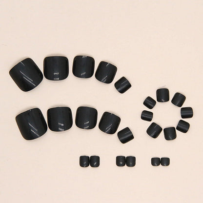 24er Set Künstliche Fußnägel Acryl Schwarz KurzToe Nails Full Cover