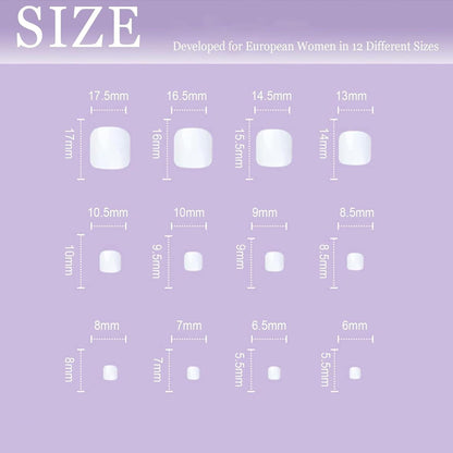24 Stück Schwarze Künstliche Fußnägel Kurz Acryl Full Cover Toe Nails